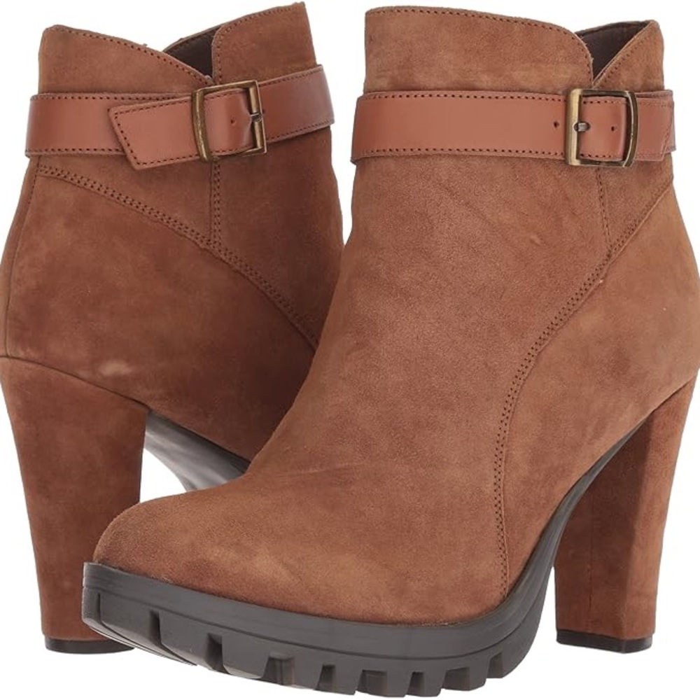 CALLISTO MARIKKO TAN SUEDE HARNESS BUCKLE ANKLE BOOTS NWT SZ 11